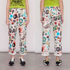 Lazy Oaf Airbrushed Unisex Pants | Doodle Print Straight Leg 26